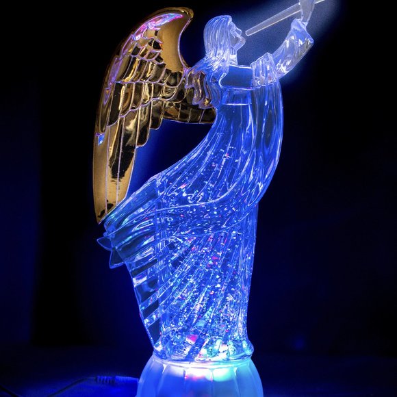 Dalax-Pair of Angel Trumpet LED Lighted Sparkling Color Changing Angel Figurine - Picture 4 of 9